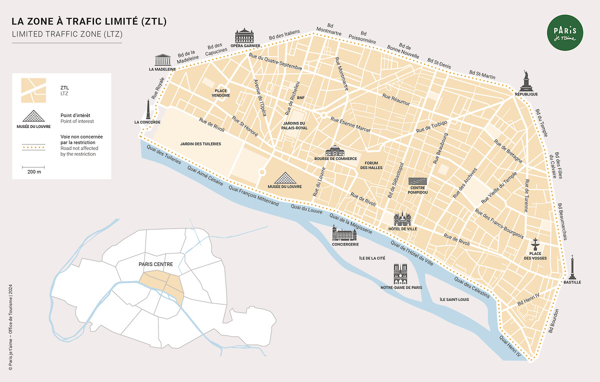 ZTL in centro a Parigi, la cartina