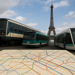 tutti i mezzi di trasporto pubblico di Parigi...Metro, RER, autobus...