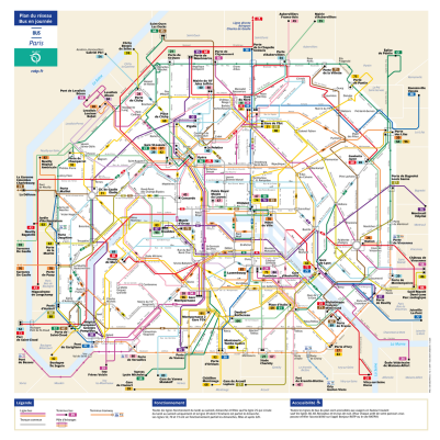 mappa cartina delle linee autobus di Parigi