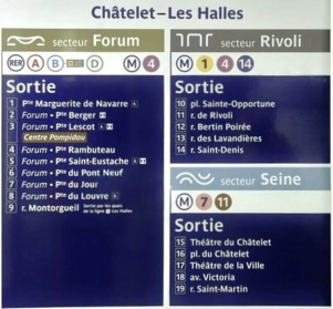 19 uscite stazione Chatelet Les Halles Parigi
