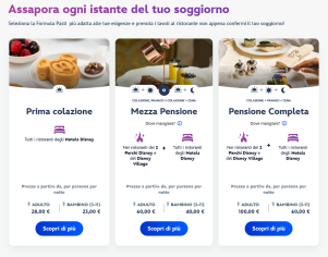 formule pasto colazione mezza pensione completa disneyland paris