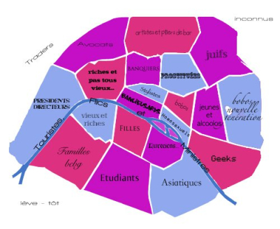 mappa degli abitanti degli arrondissemnt di Parigi