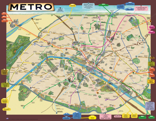 grande cartina, mappa stampabile dei monumenti e punti di interesse di Parigi