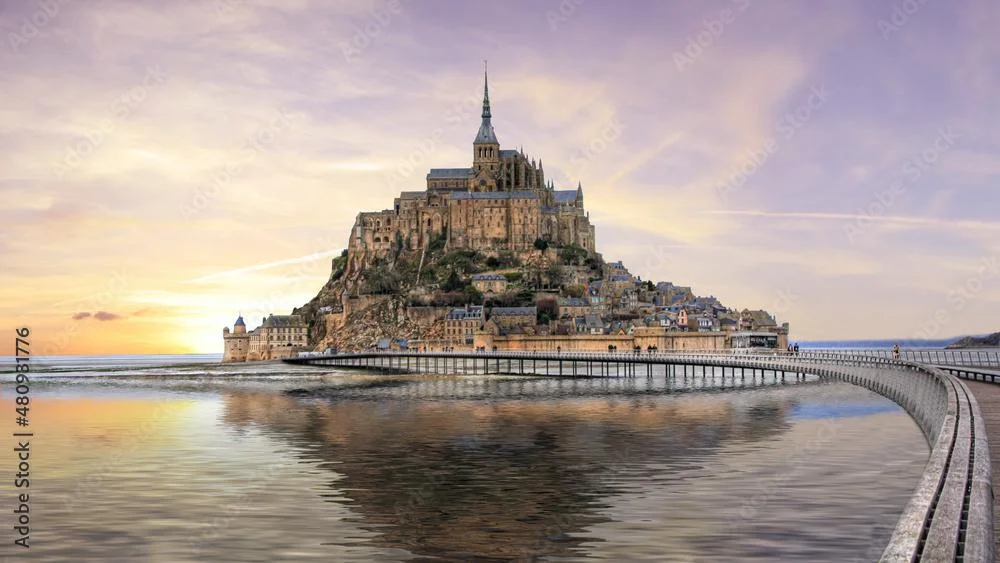 passerella ponte pedonale verso mont saint michel
