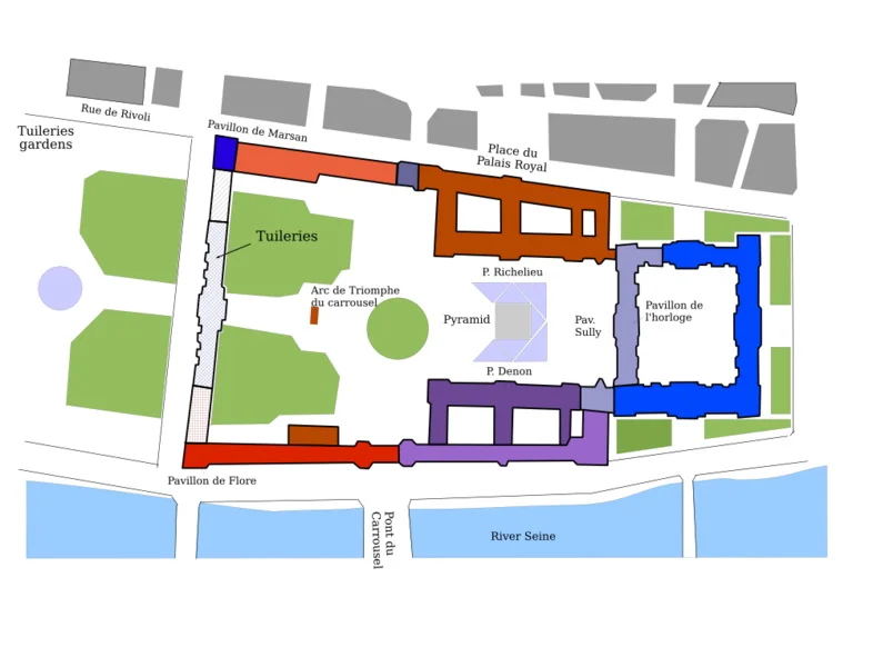 storia del Palazzo (e museo) del Louvre e Tuileries e mappa