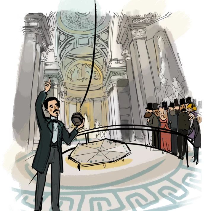 illustrazione del pendolo di Foucault a parigi
