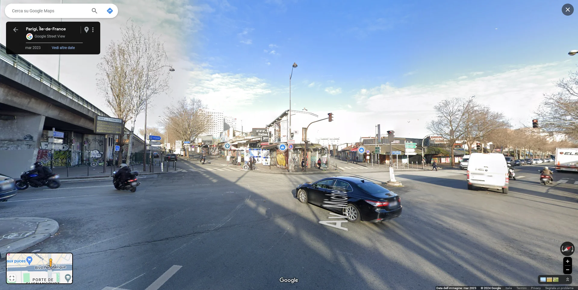 strada per il mercato delle pulci a Parigi st-Ouen porte Clignancourt