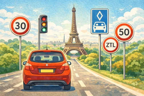 limiti di velocità, norme, divieti, segnaletica, traffico a Parigi...