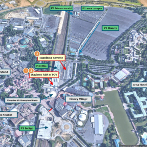 come arrivare a Disneyland Paris: in RER, TGV, navetta, auto, camper