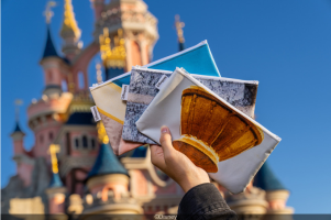 articoli fatti con il telone del restauro del castello di Disneyland Paris