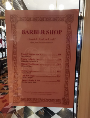 tariffe di Dapper Dan's Hair Cuts, un vero barbiere a Disneyland Paris