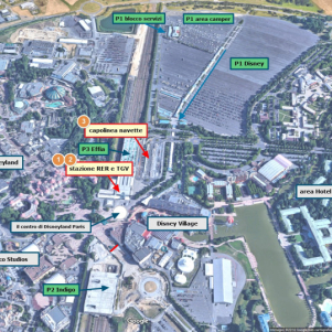 come arrivare a Disneyland Paris: in RER, TGV, navetta, auto, camper