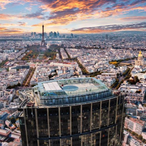 tetto della tour Montparnasse, con vista su torre Eiffel e Parigi