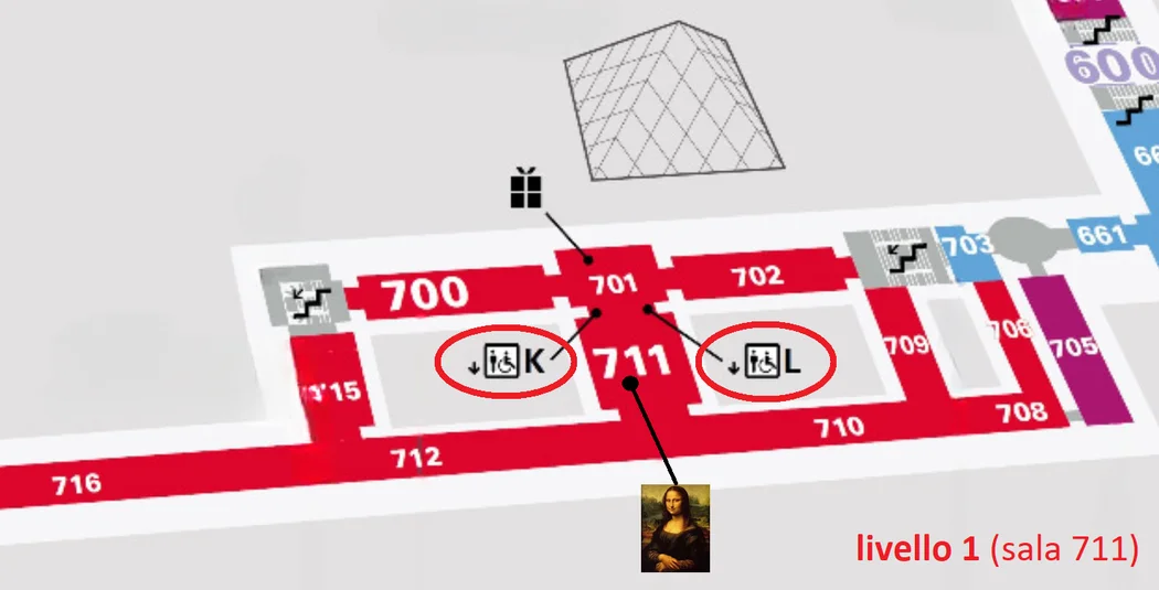 percorso diretto per vedere solo la Gioconda di Leonardo, al museo Louvre di Parigi (piano 1)